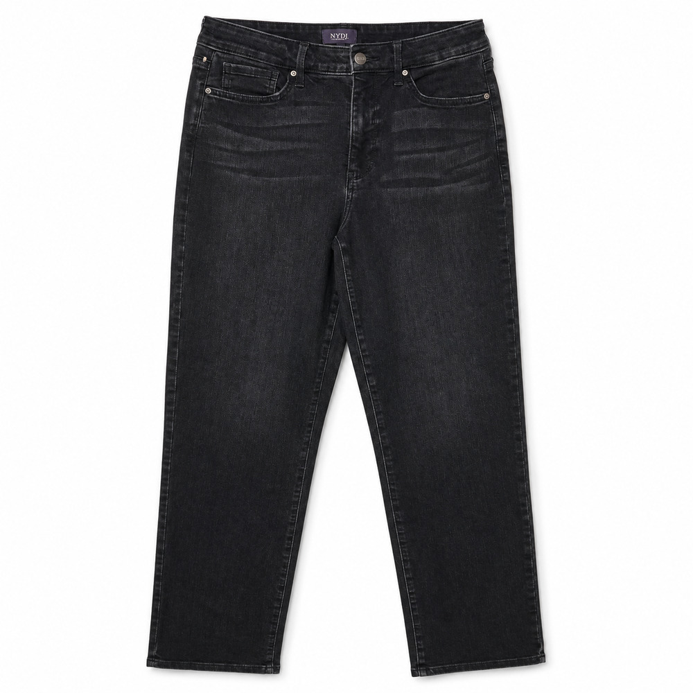 NYDJ Jeans Womens Size 6 Faded Black Relaxed Straight Mid Rise Stretch Casual